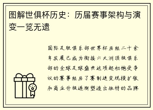 图解世俱杯历史：历届赛事架构与演变一览无遗